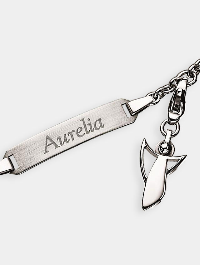 Engraved bracelet angel charm pendant silver 925 polished